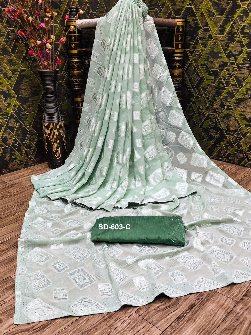 Olive Green Jacquard Butta Designer Saree