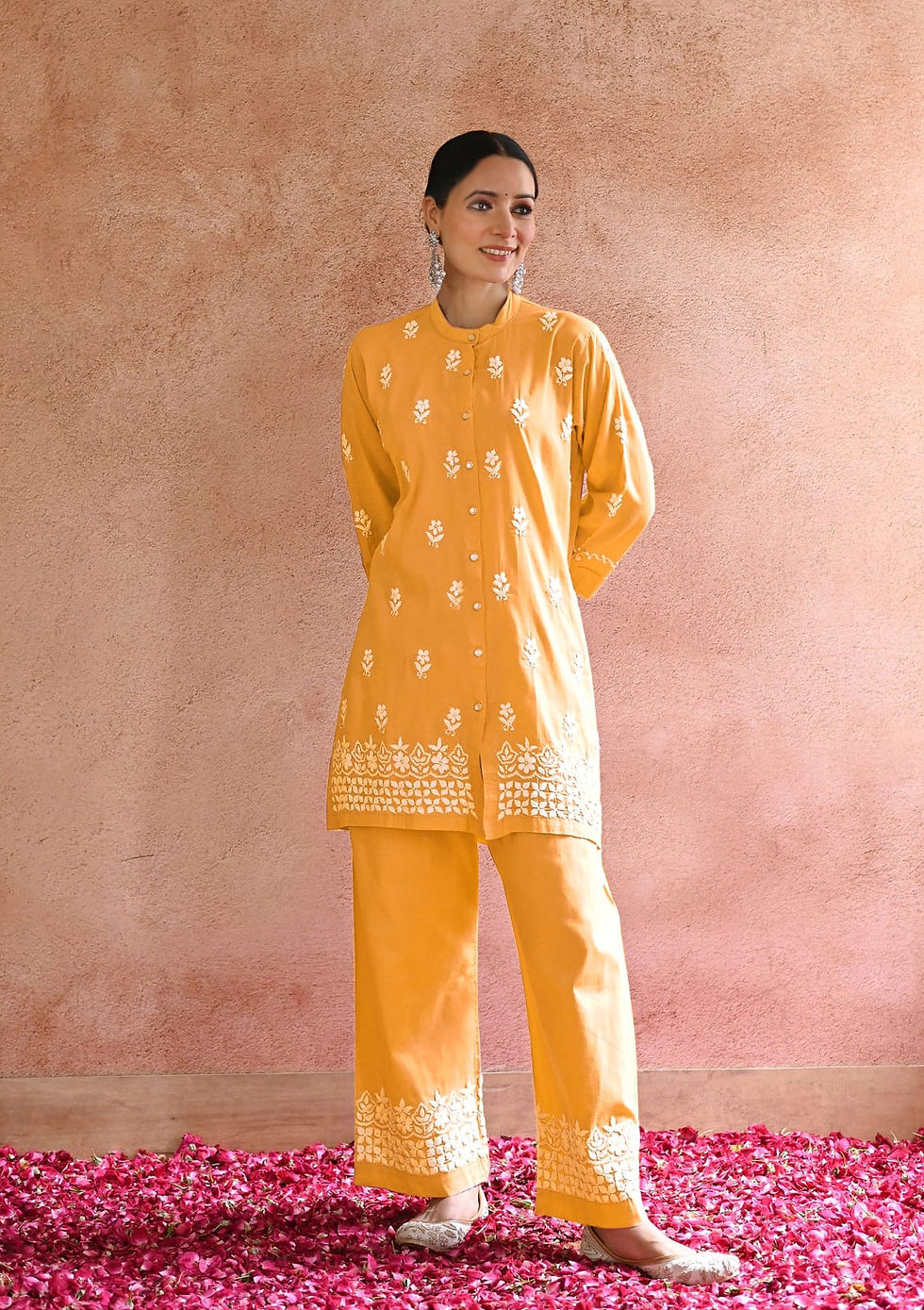 Orange Premium Rayon Cotton Designer Kurti