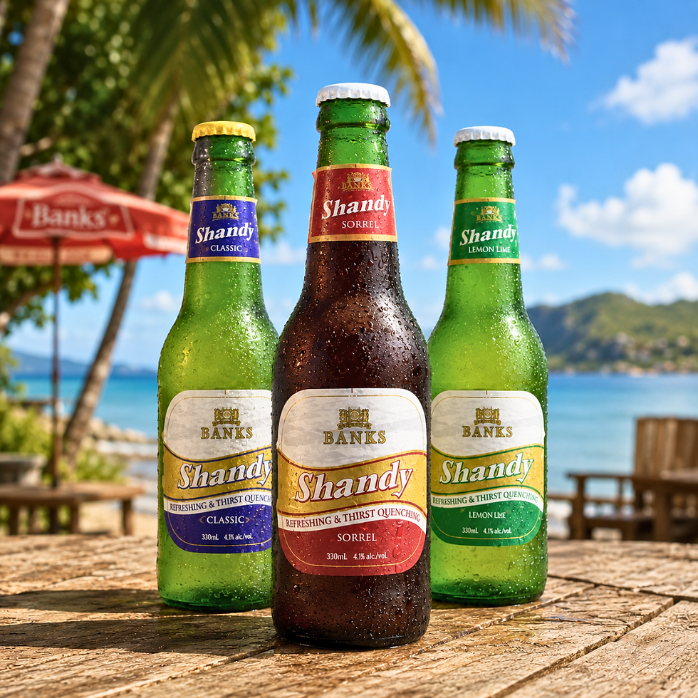 Shandy bottle labels Printed by COT Holdings Ltd in Barbados and the Caribbean