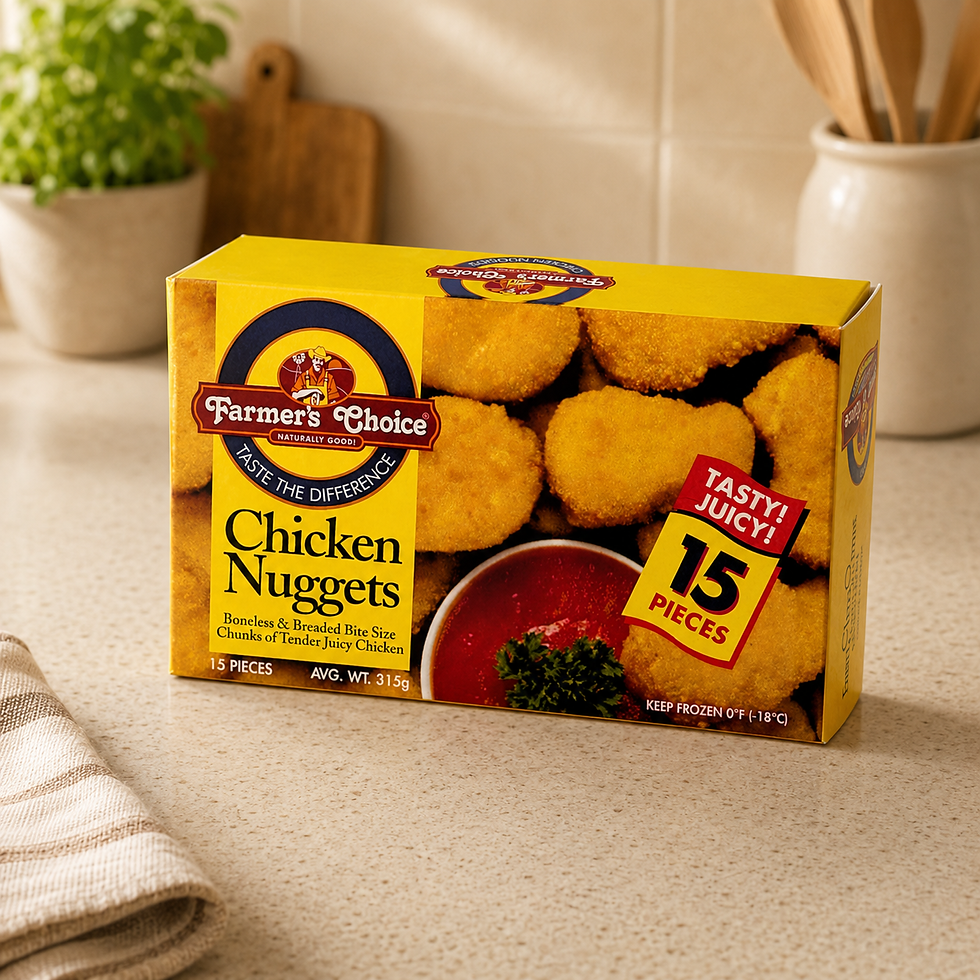 Farmer's Choice Chicken Nuggets Food Packaging Printed by COT Holdings Ltd in Barbados and the Caribbean