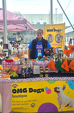OMG Dogs boutique vendor booth at Halloween Howl.