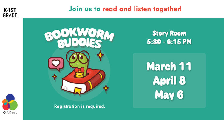 Book Club for Grades K to 1st, May 6, 5:30pm, Story Room, Registration required.