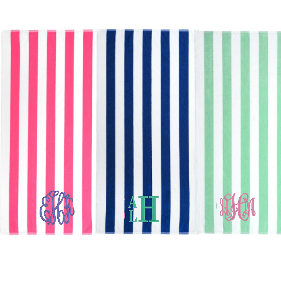 Thumbnail: Monogram Cabana Stripe Beach Towels
