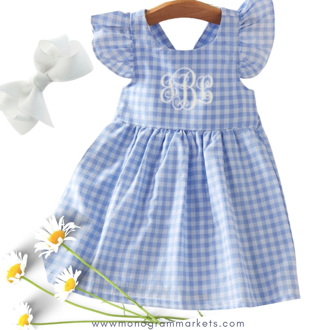 Monogrammed Toddler Dresses Gingham Check