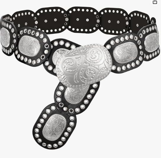Western Cowboy Disc Belt Oval Vintage Cowgirl Concho Belt