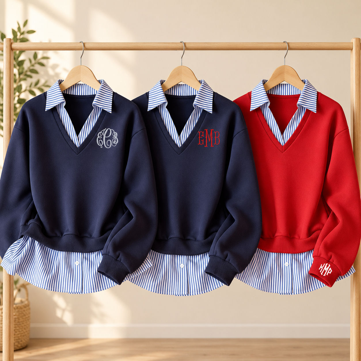 V-Neck all in one monogram sweatshirt