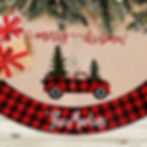 Christmas tree skirt with red truck and