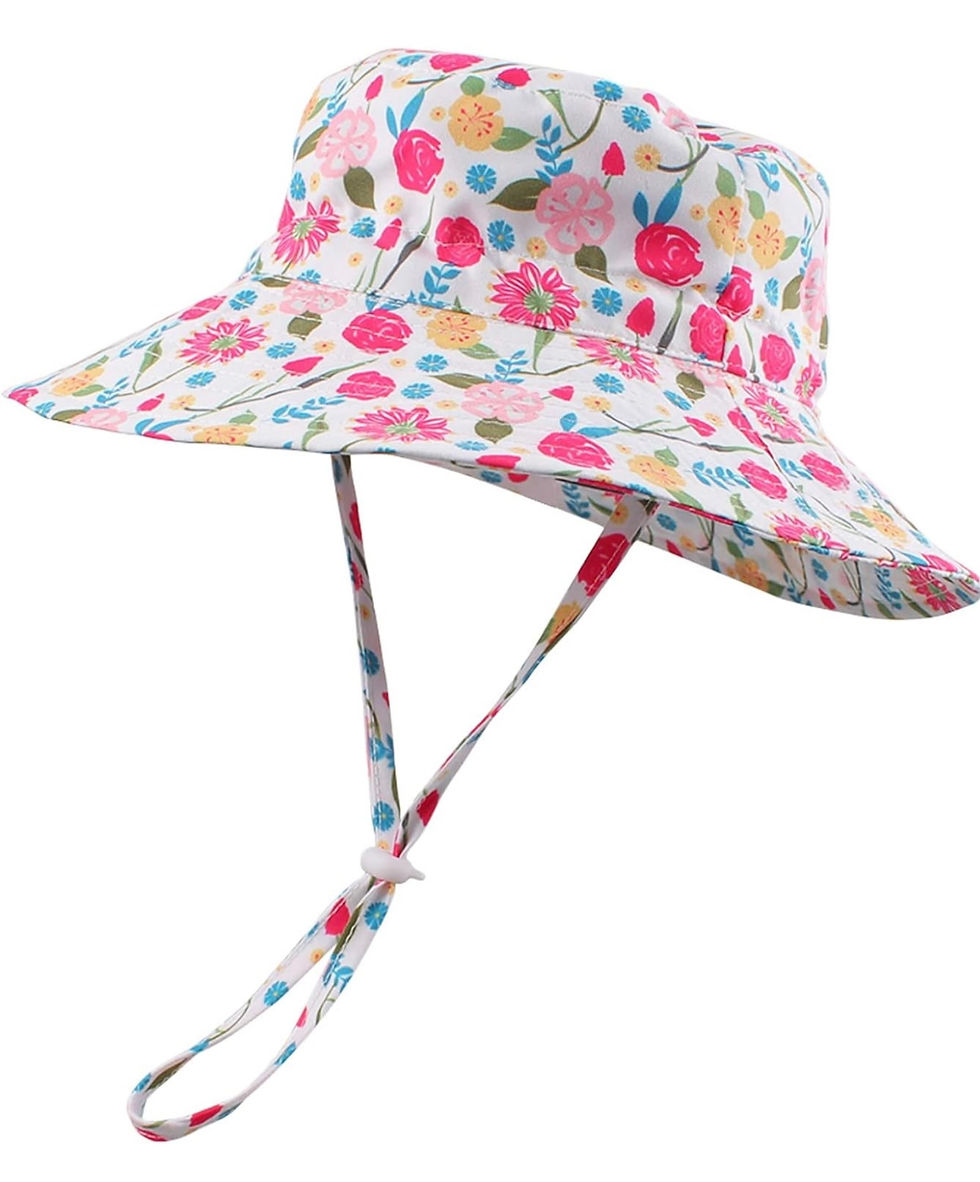 Thumbnail: Floral print sun hat with adjustable strap for beach days