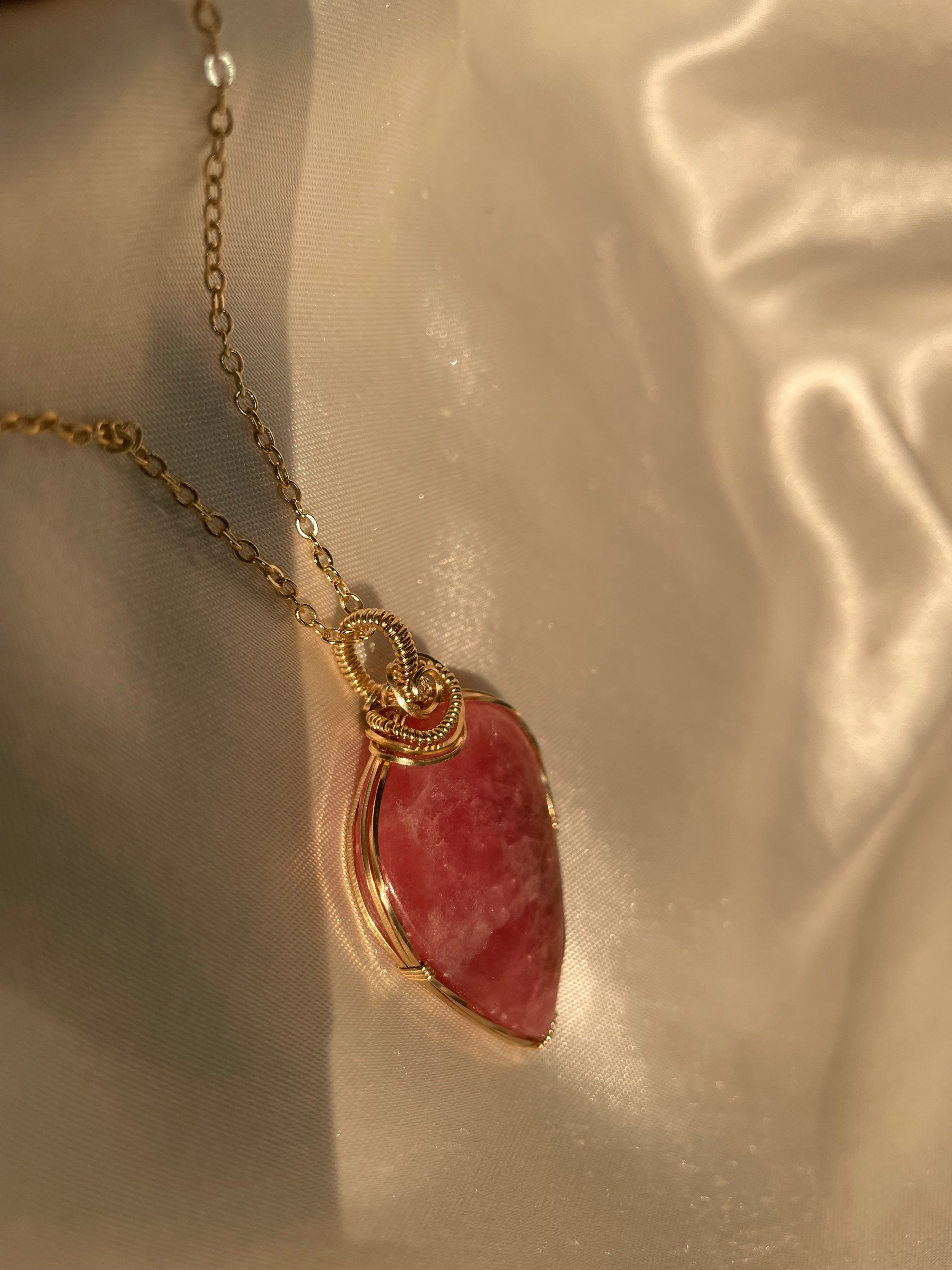 14K Gold-Filled Rhodochrosite Statement Necklace