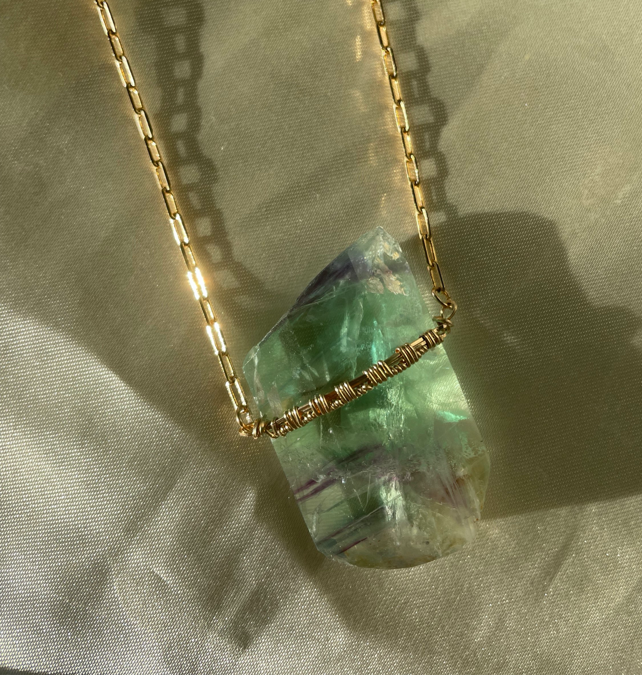 14K Gold-Filled Statement Rainbow Fluorite Necklace