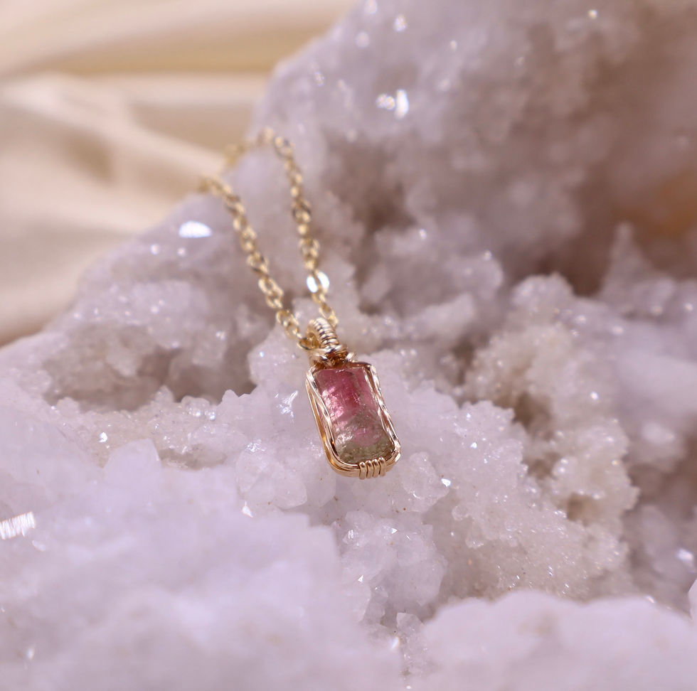 Thumbnail: 14K Gold Filled Dainty Watermelon Tourmaline Necklace