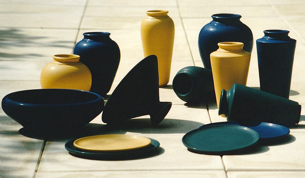 1992-VASE COUPES ASSIETTE JAUNE VERT BLE