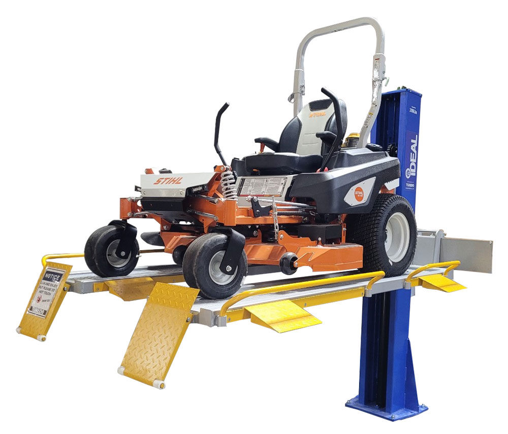 iDeal Single Column UTV & Mower Lift – 2,000 lb, Storage & Service