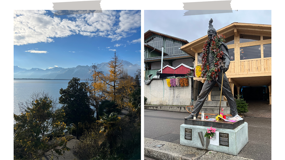Lac Léman et statue Freddie Mercury à Montreux