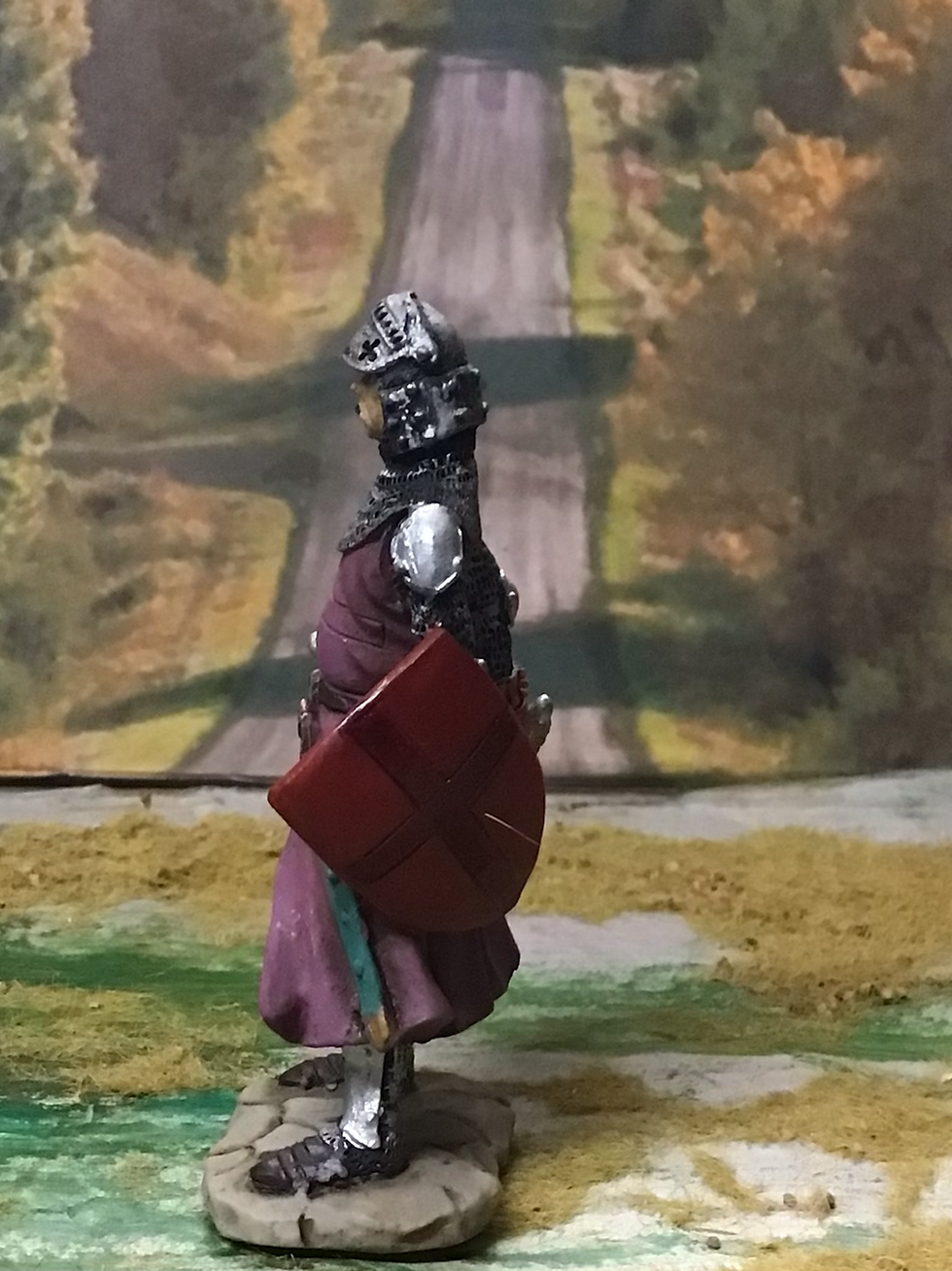 Thumbnail: Sculpture UK Resin Figure 60mm French Knight Standing Purple Surcoat