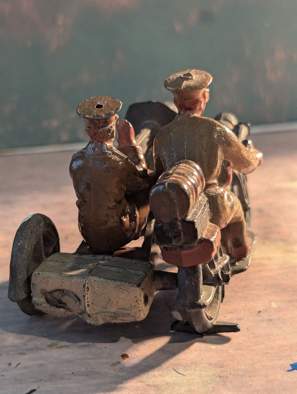 Thumbnail: W. Britain's lead/metal WWI Motorcycle And Vickers Sidecar Army Motorcycle