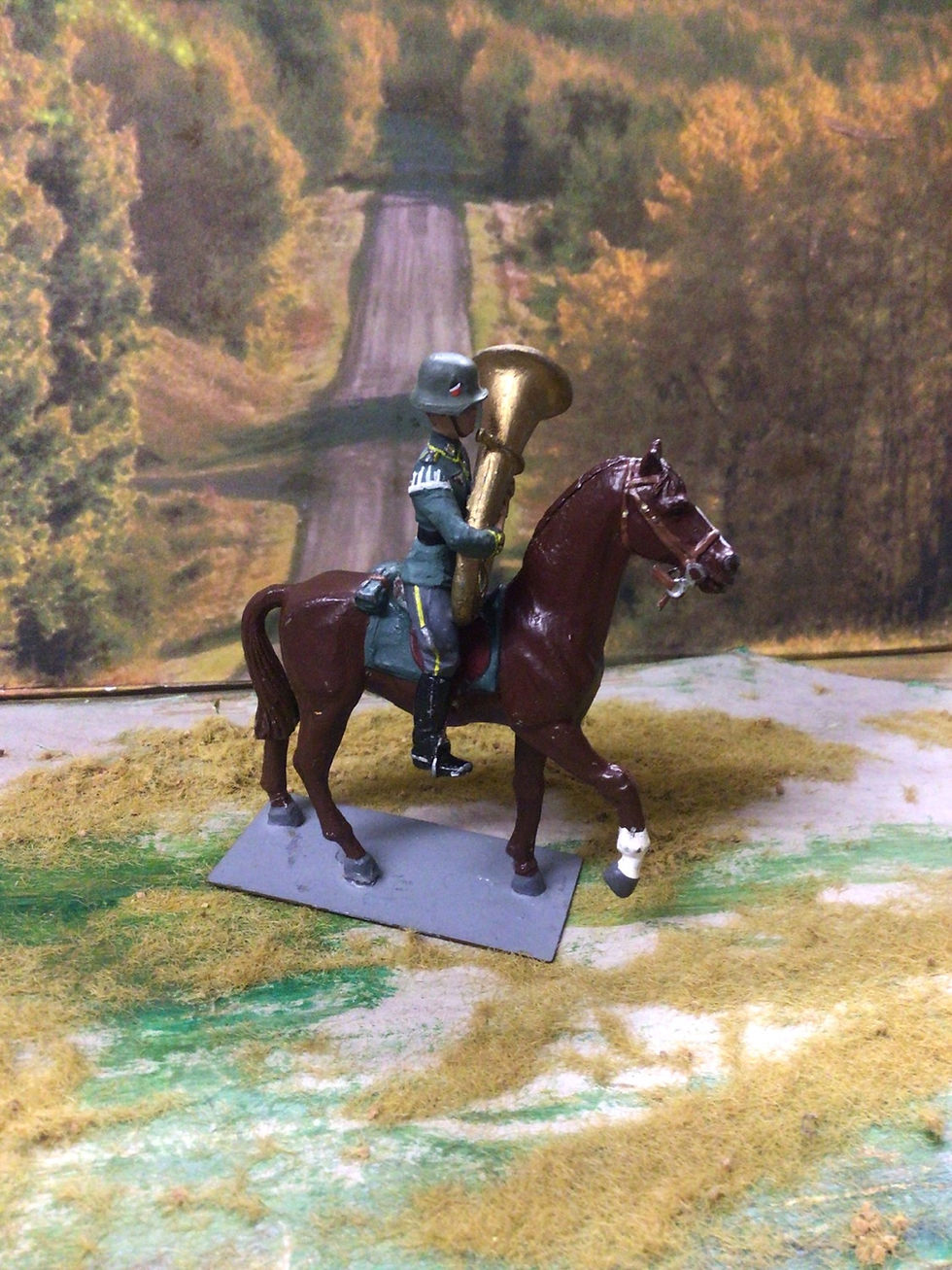 54mm Metal Figure WWII German Wermacht Mounted Tuber Player