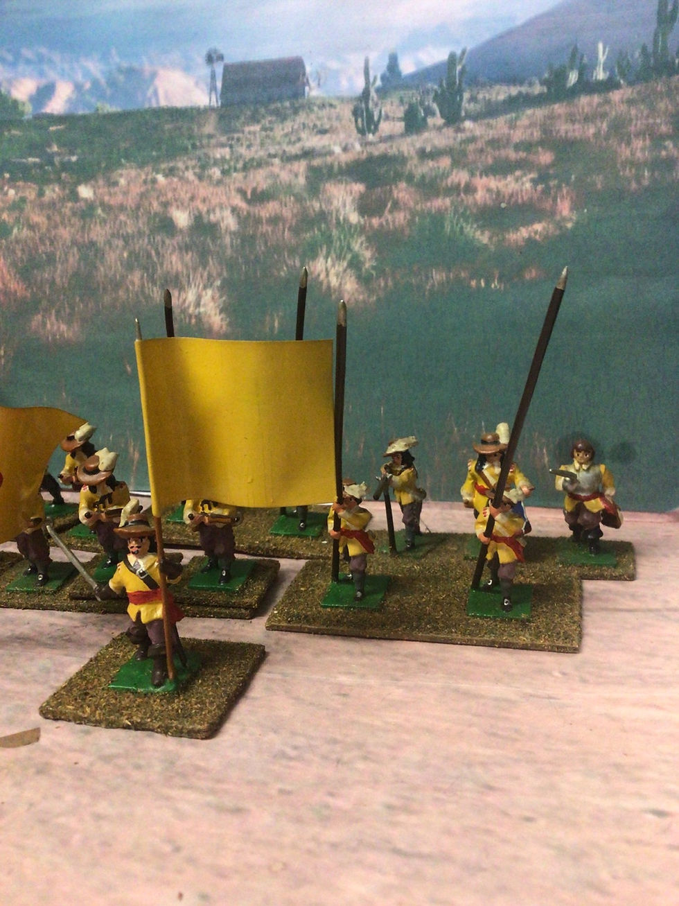 Thumbnail: 21 Hinchcliffe Metal 28mm ECW Talbots Yellow Coats Painted Wargame Figures