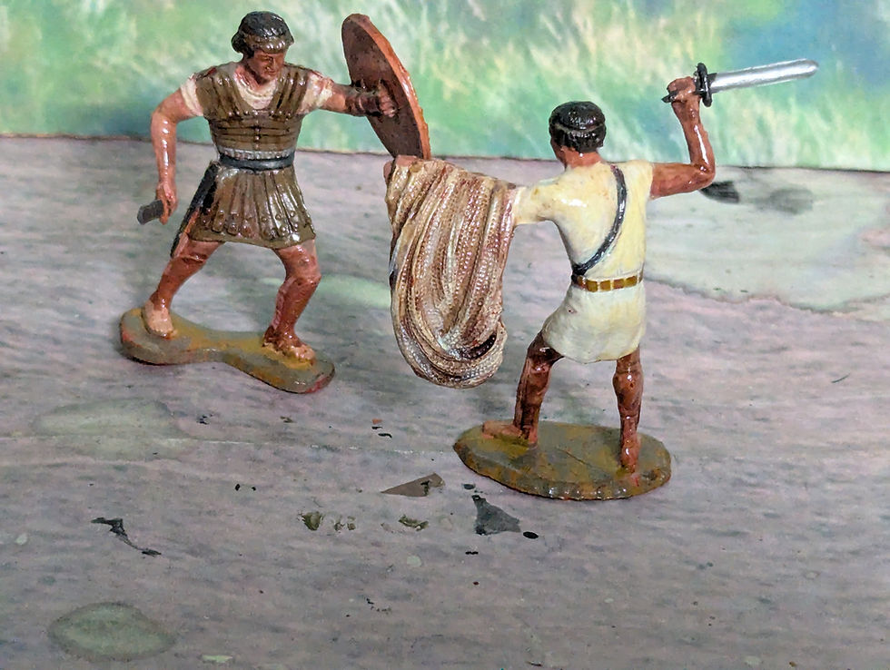 Thumbnail: Marx Recasts 54mm Roman Gladiators Red Plastic Painted x2