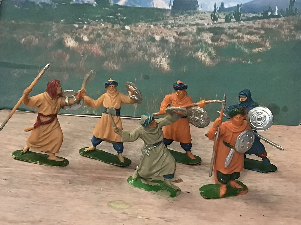 Thumbnail: Jescan Plastic Figures 5 Painted Arab Warriors  70mm