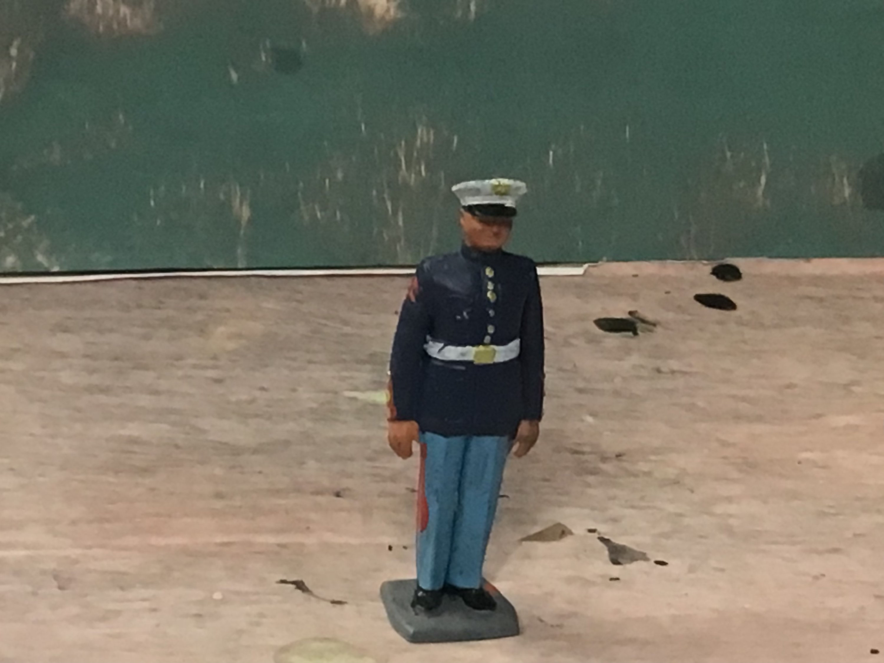 Marx 65mm Warrior of The World US Marines Greg Campbell at attention.