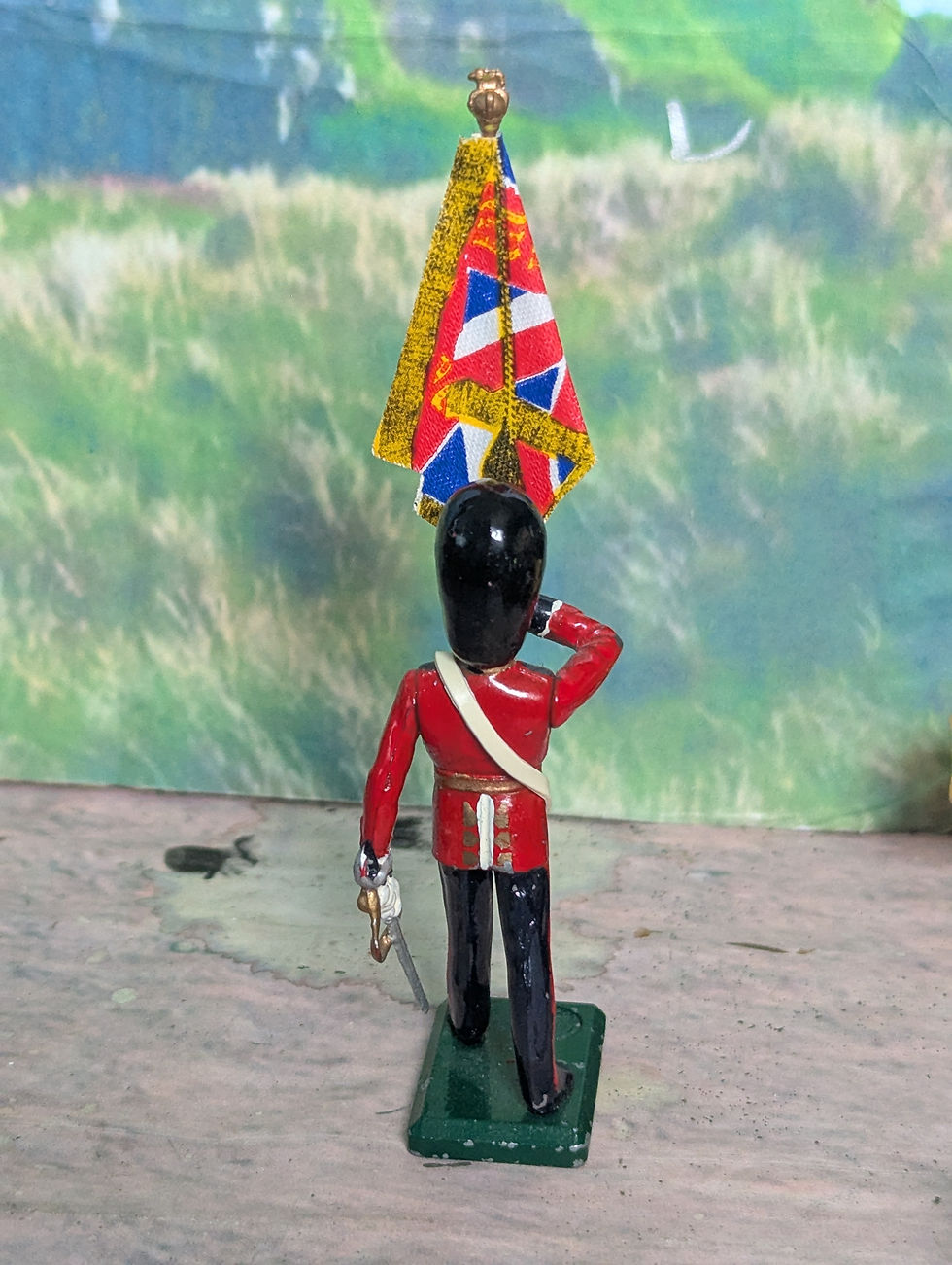 Thumbnail: W Britain's Metal Marching  Irish Guards Regimental Standard Bearer  54mm
