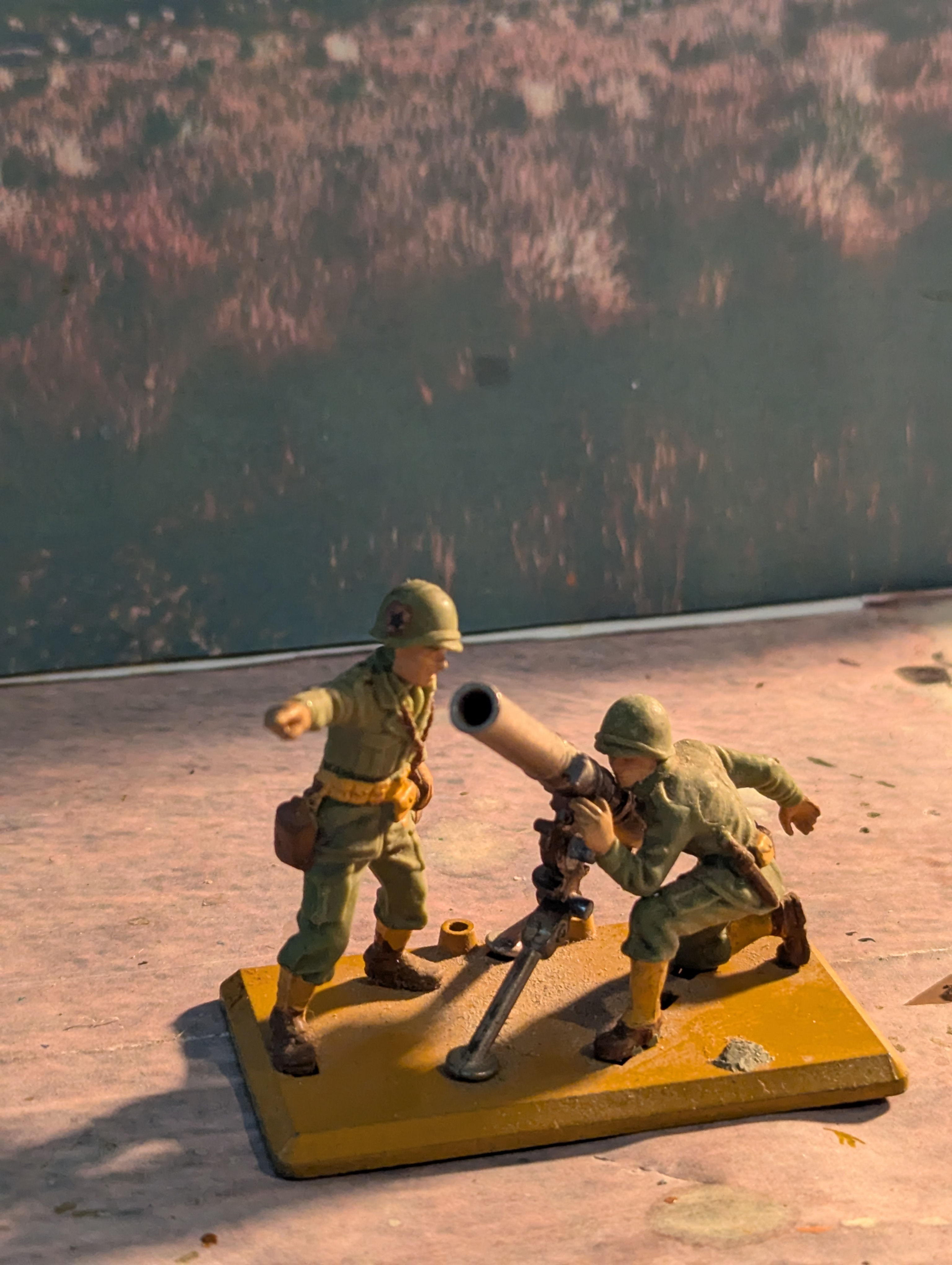 Vintage, Britain's Deetail, WW2 US Mortar / Gun Crew, 1/32 Scale Toy Soldiers.