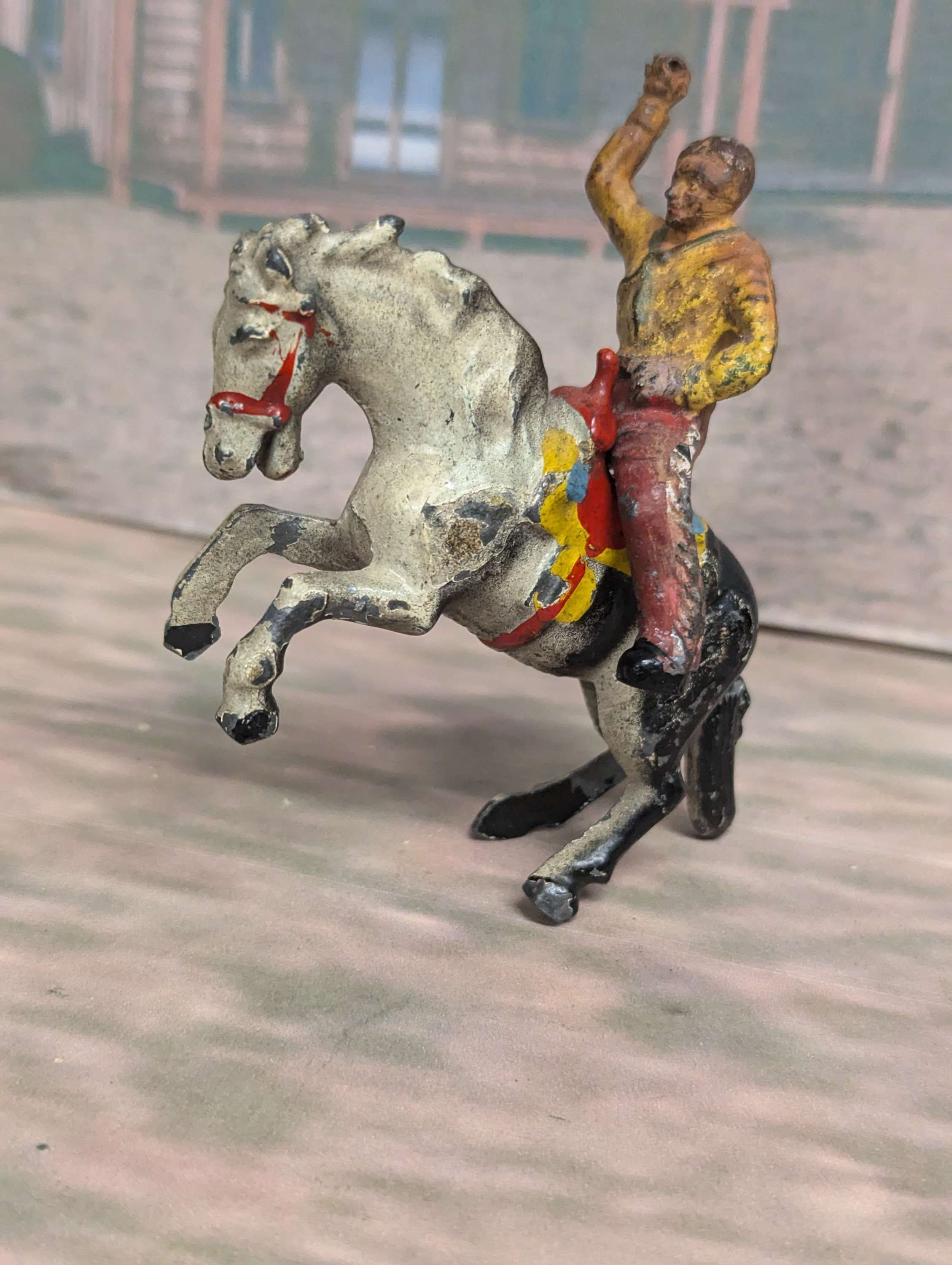 Charbens 1/32 Metal Hollow Cast Figure Rodeo Cowboy and Rearing Horse