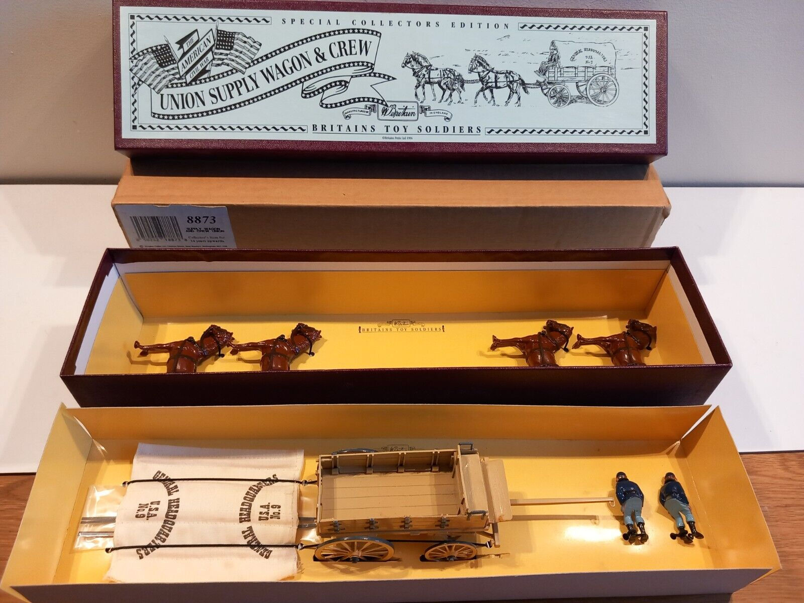 William Britains 8873 Union Supply Wagon and Crew 54mm Boxed
