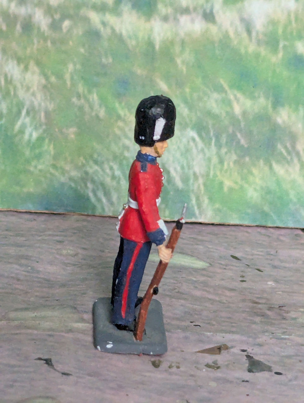 Thumbnail: Vintage Crescent Plastic Standing Grenadier Guards At Ease Painted