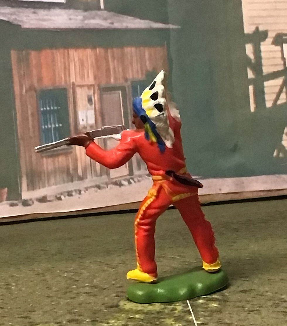 Thumbnail: Britains Ltd H468 Herald Native American Rifleman Red Shirt/Trousers