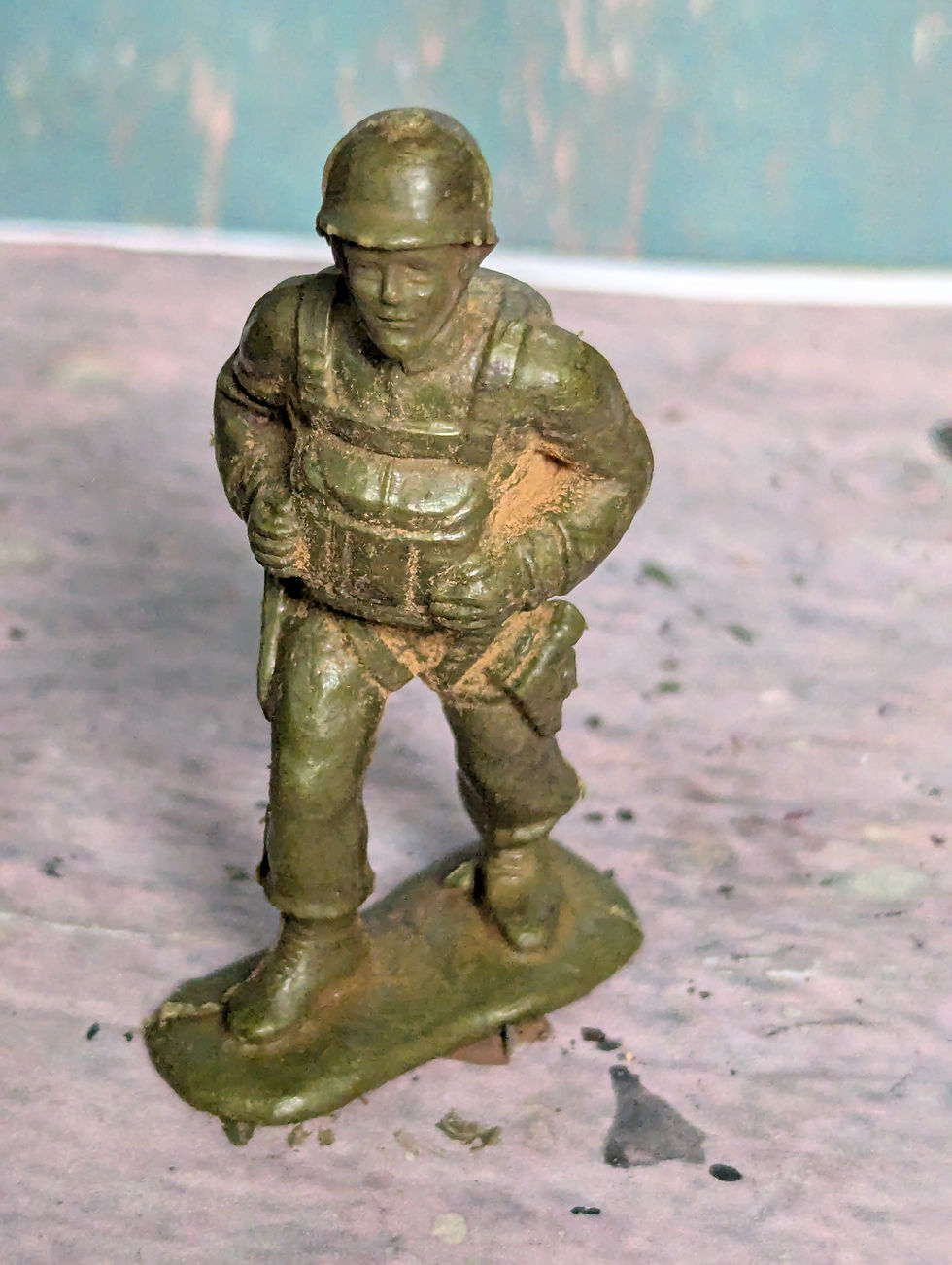 Thumbnail: Bergen Green Plastic GI Soldiers  BT112 Walking with Bazooka 1950's