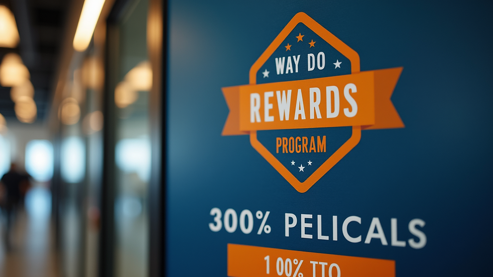 High angle view of a rewards program promotional banner