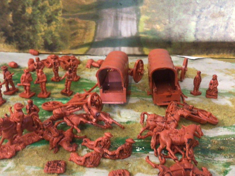 Thumbnail: Airfix 1:72 Wagon Train Early Orange Brown Figures 49 items