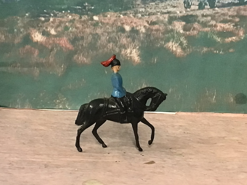 Thumbnail: Vintage Hollow Cast British Hussar Mounted Officer. Black Horse