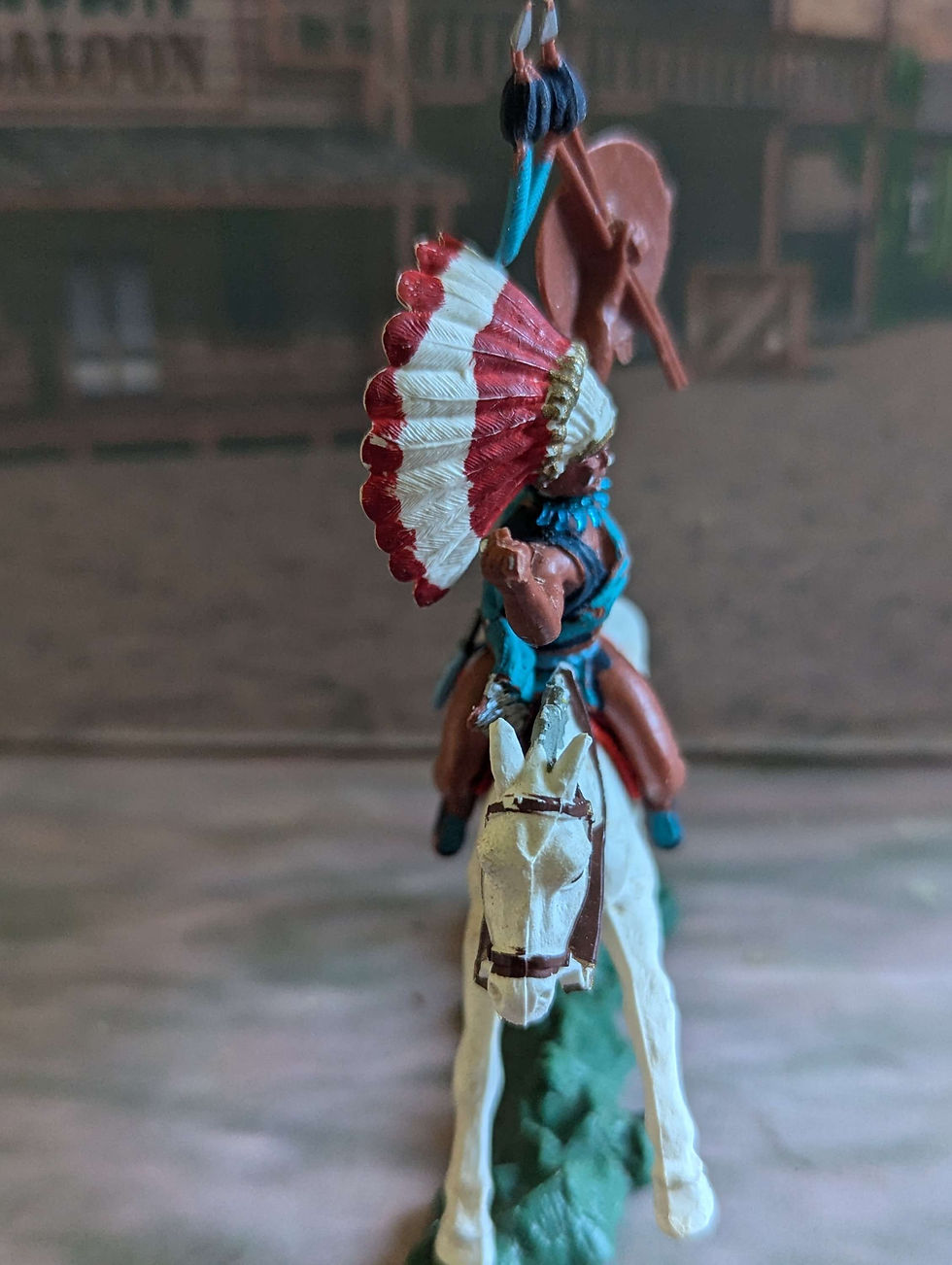Thumbnail: Britains ltd H533 Swoppets Western Figures Indian Chief with Spears Mounted