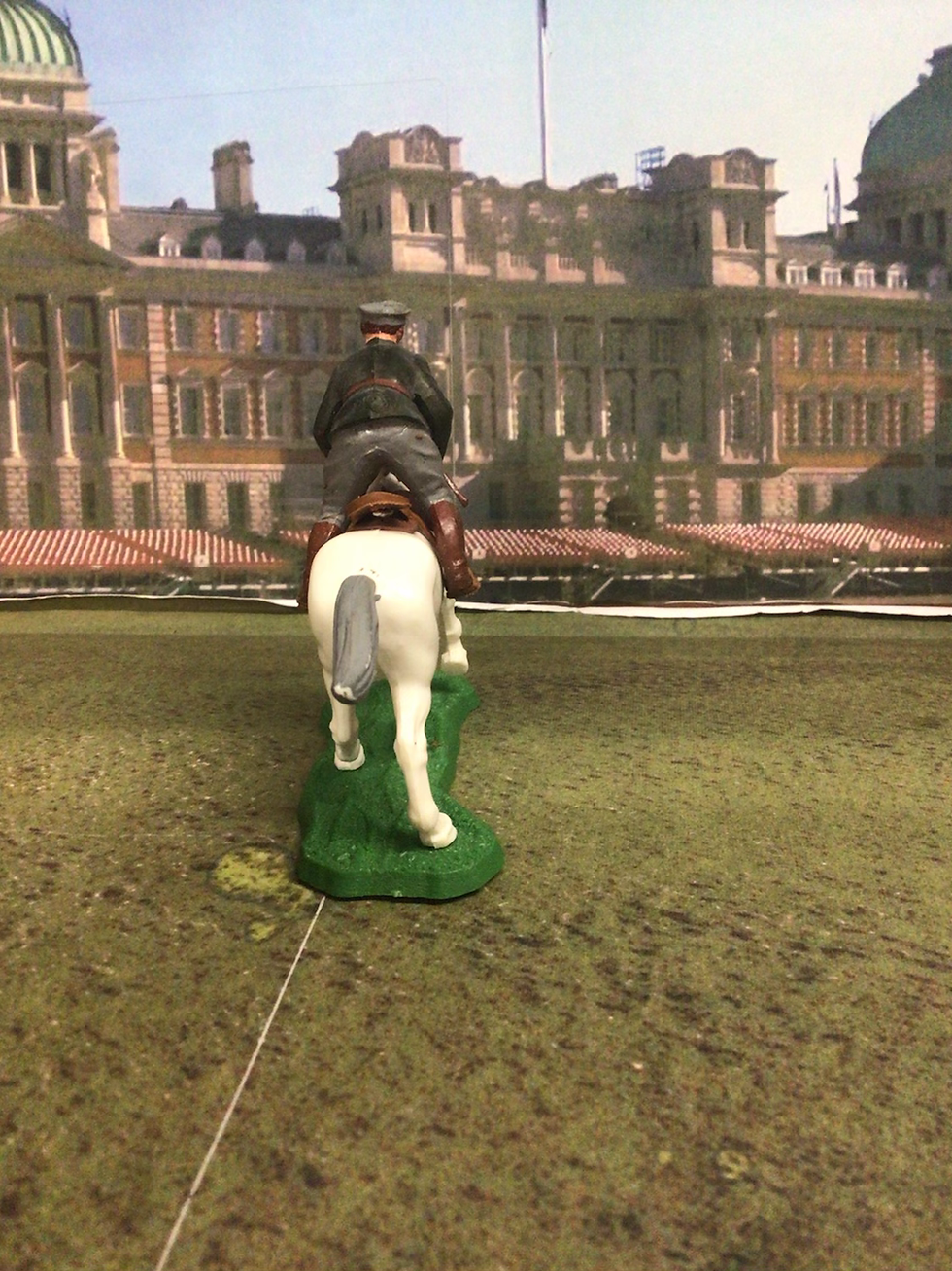 Thumbnail: Vintage Britains LTD Show Jumping Horse and Military Rider