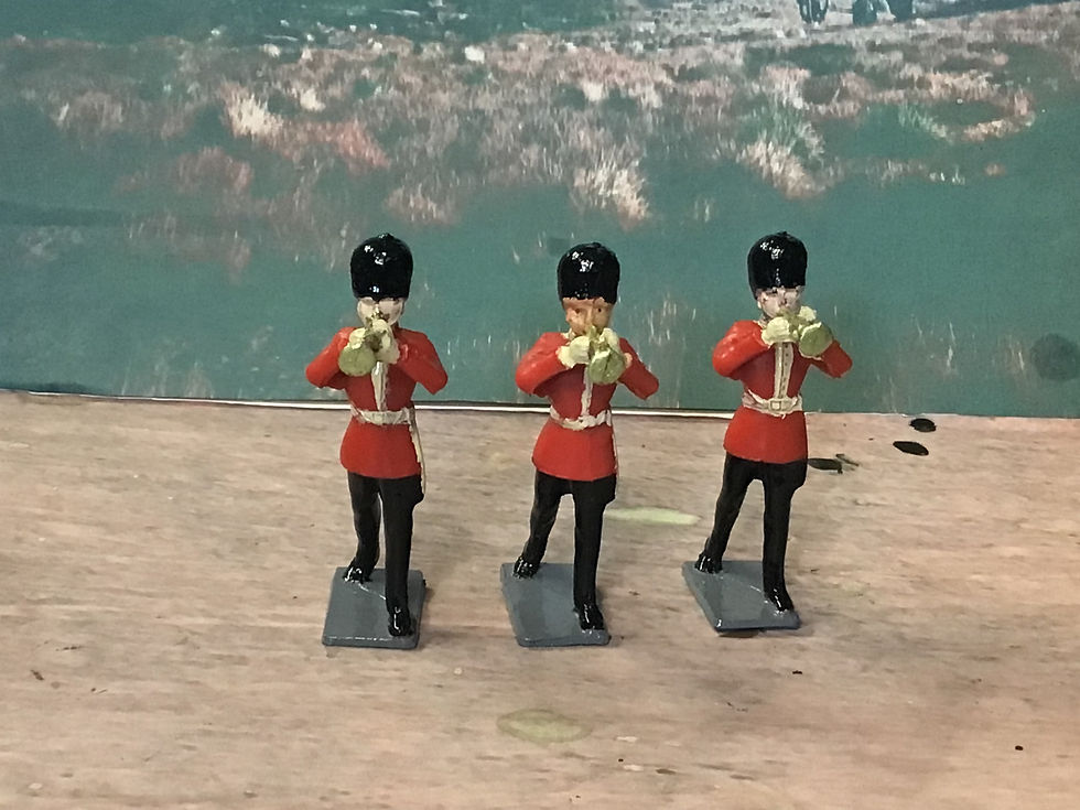 Vintage Cherilea Scots Guards Bandsmen with Trumpets x3