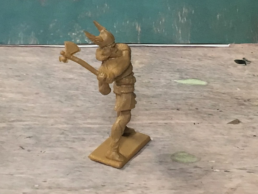 Thumbnail: Vintage Cherilea Plastic Viking with Axe Figures Tan 70 mm