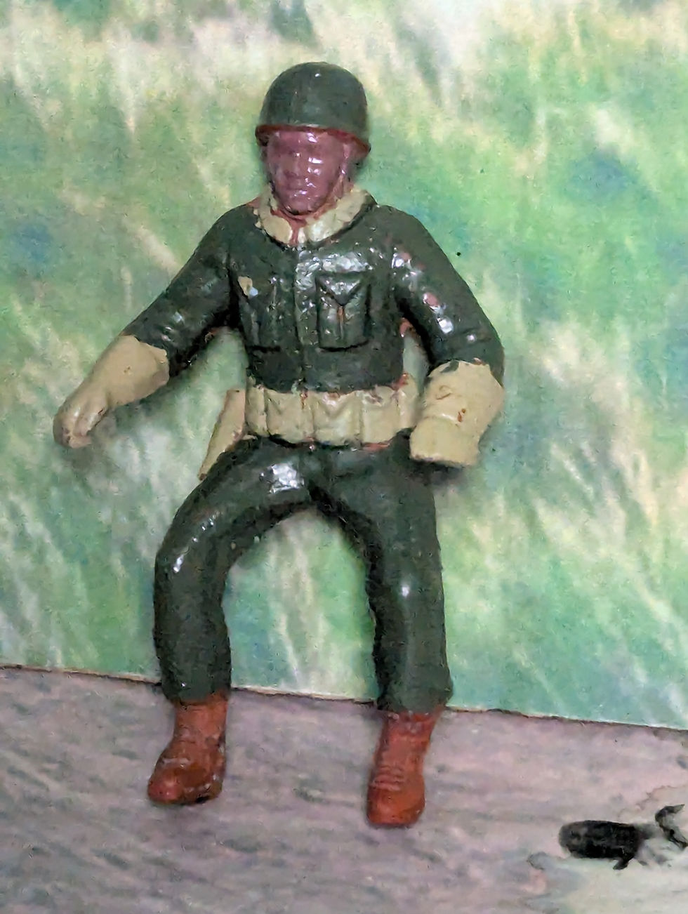 Thumbnail: Marx 60mm GI Motorcycle Rider Rubber/Plastic Painted and unpainted