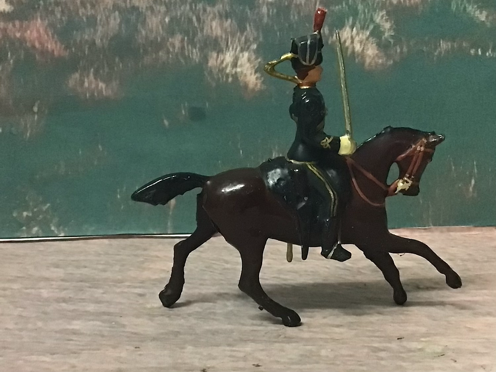 Thumbnail: 4 Vintage Britains Lead/Metal 54mm Figures Queens Hussars 4 Mounted