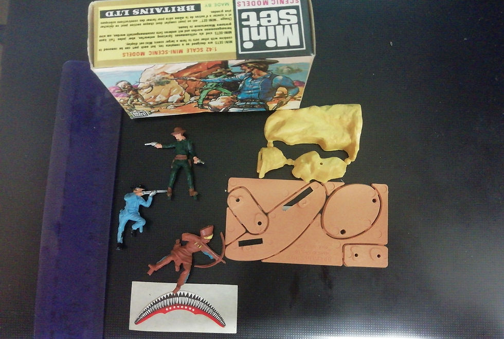 Thumbnail: Britains Wild West 1061 set with figures and scenic background Boxed 6