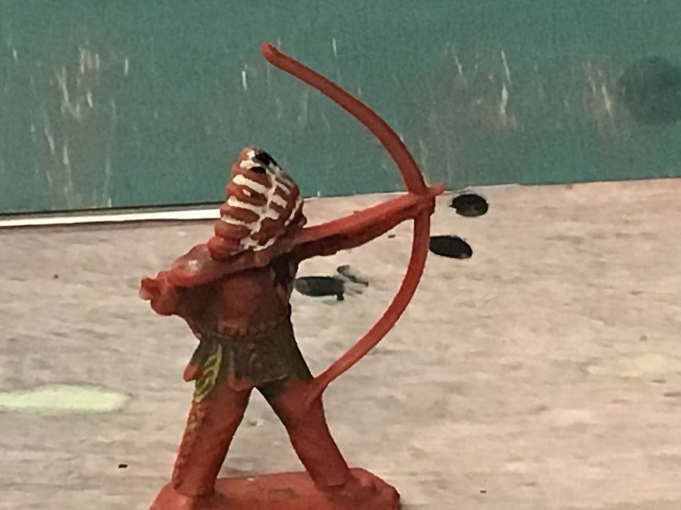 Thumbnail: Vintage Lone Star Native American With Bow Standing  54mm Plastic Figure