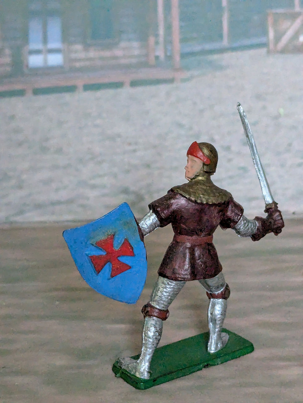 Thumbnail: Starlux 54mm Tall Hard Plastic Knight with Sword and Shield