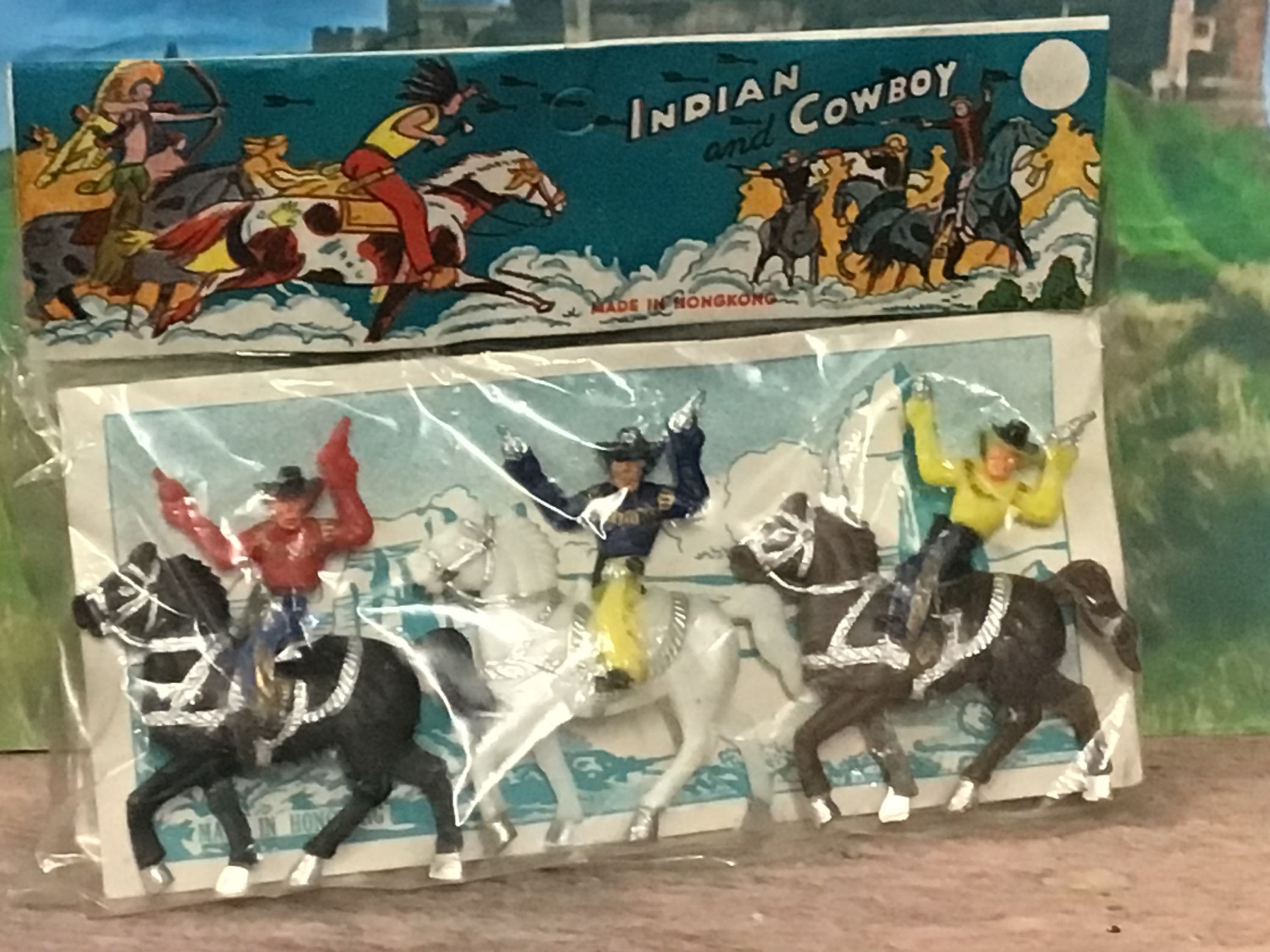 Dime Store Plastic Indians and Cowboys Series 45mm tall Cowboys
