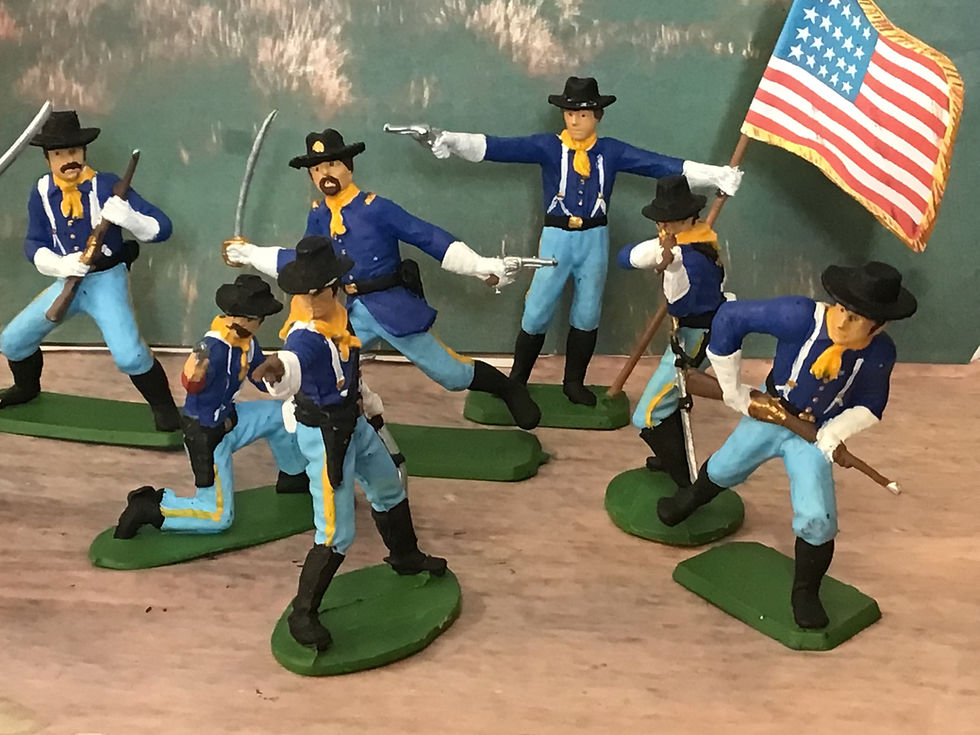 Thumbnail: Mixed Group 1/32  Plastic Painted US Cavalry Figures x9