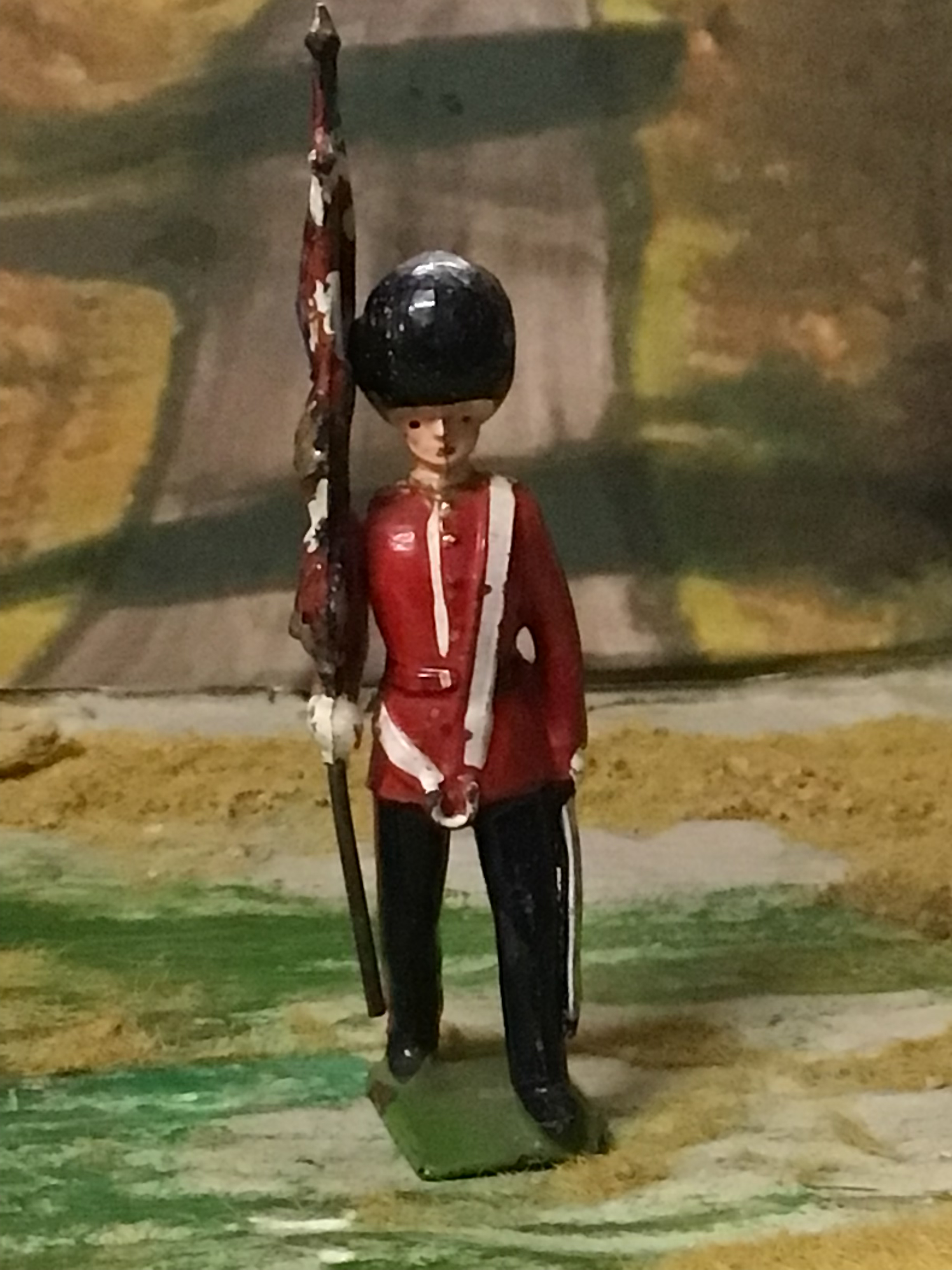 Vintage Britains Lead Scots Guards with Standard  60mm High