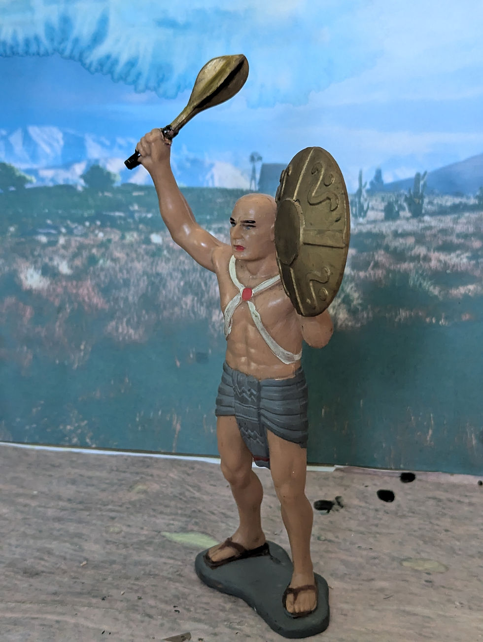 Thumbnail: VINTAGE LOUIS MARX 6" INCH Egyptian with a Mace and Shield
