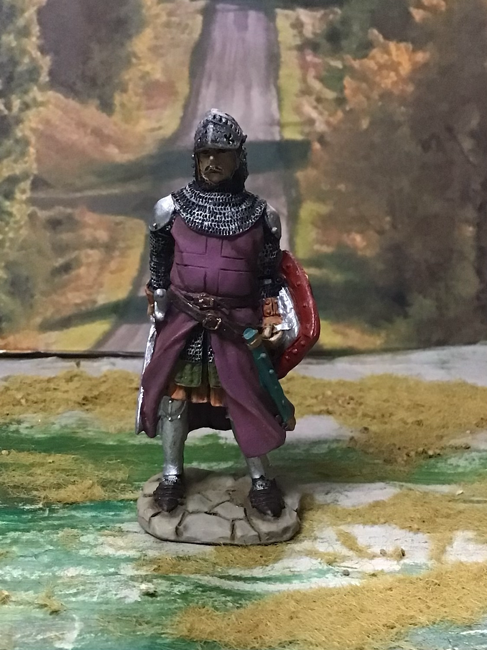 Thumbnail: Sculpture UK Resin Figure 60mm French Knight Standing Purple Surcoat