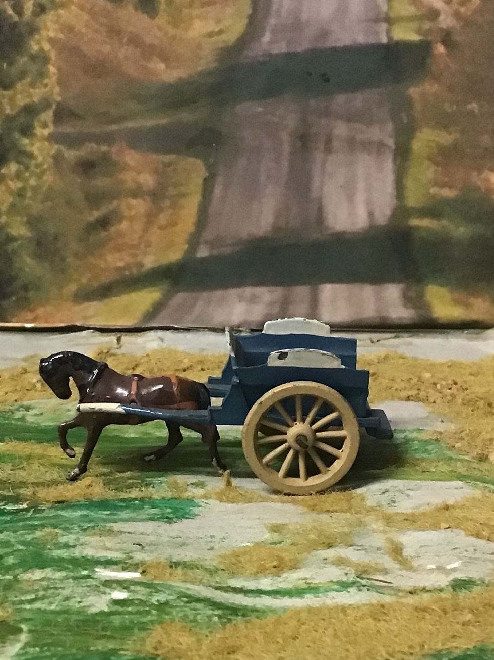Thumbnail: BRITAINS  VINTAGE LEAD PAINTED FARM CART and HORSE